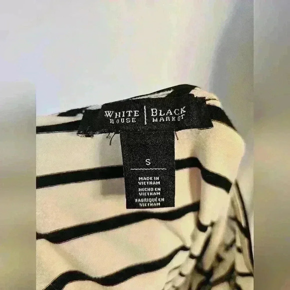 White House Black Market Black & White Dressy Long Blouse - Size S - Picture 3 of 3